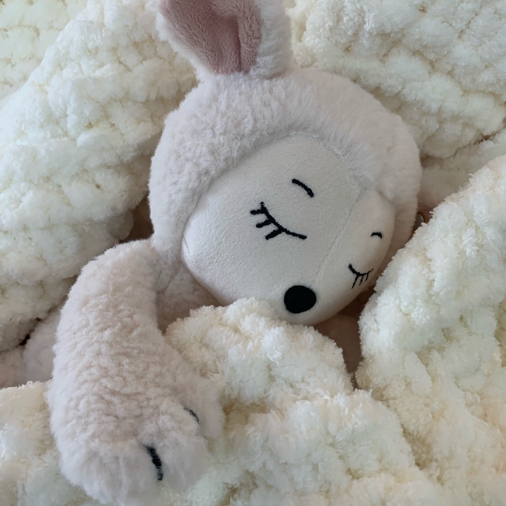 Handmade finger-knit baby blankets